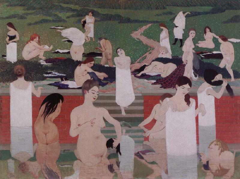 Felix Vallotton Bathing on a Summer Evening France oil painting art